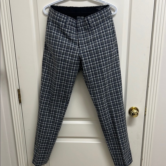 NWT Club Monaco Men’s Plaid Slim Fit Sutton Trouser | Size 29W Navy Mix - Picture 1 of 7